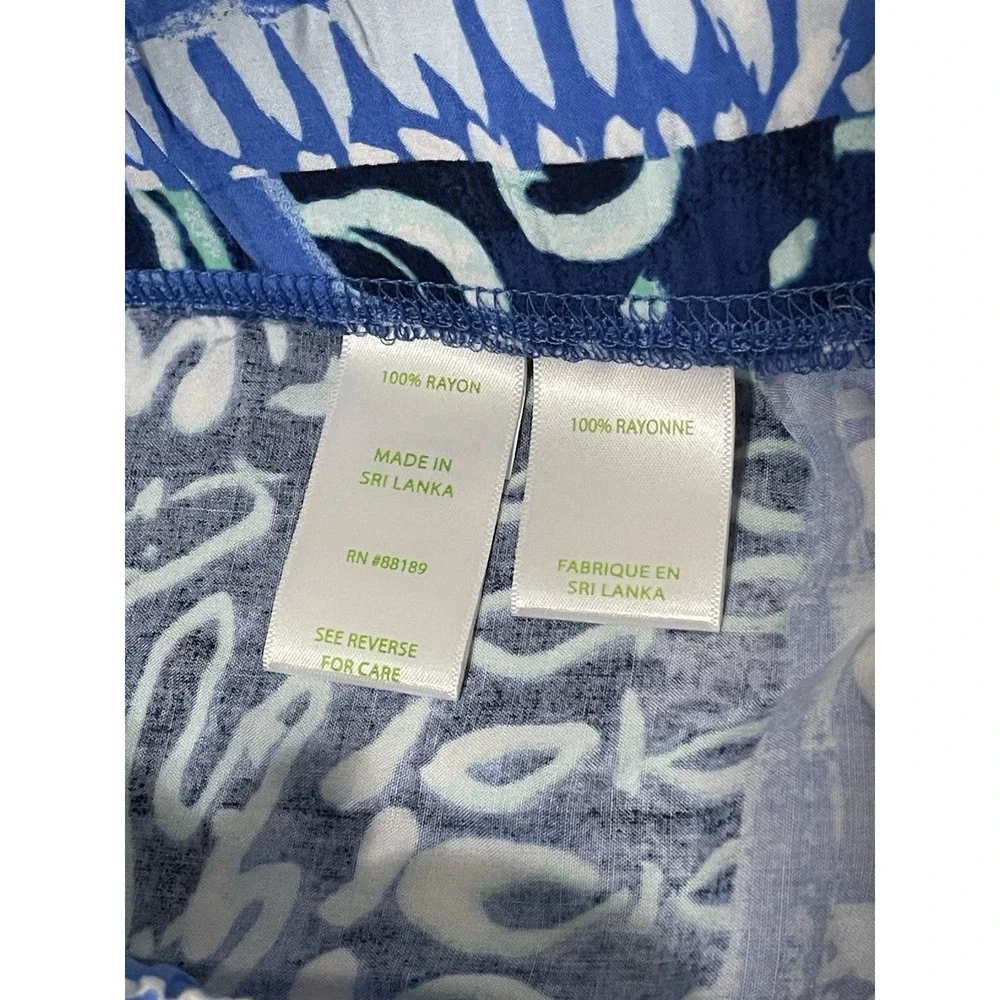LILLY PULITZER Bal Harbour Palazzo Pant Blue Patchwork Size LARGE - Picture 5 of 9